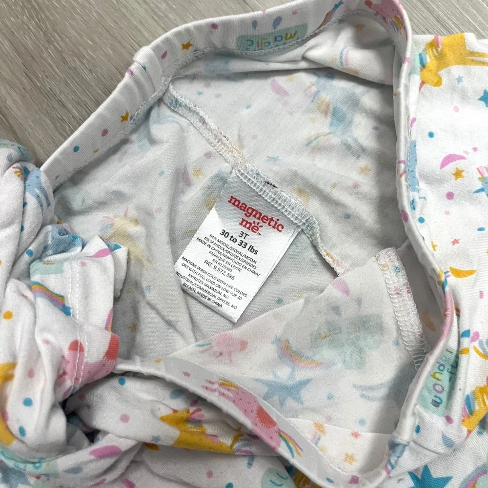 Magnetic Me Pj Set Girls 3T White Unicorn Rainbow‎ Star Modal